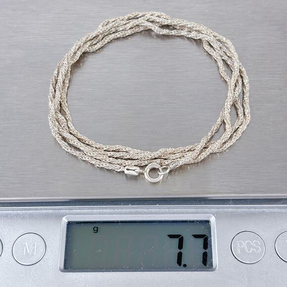 Wheat Link Chain Necklace | Vintage Sterling Silver 925 | 27.5" - Picture 3 of 3